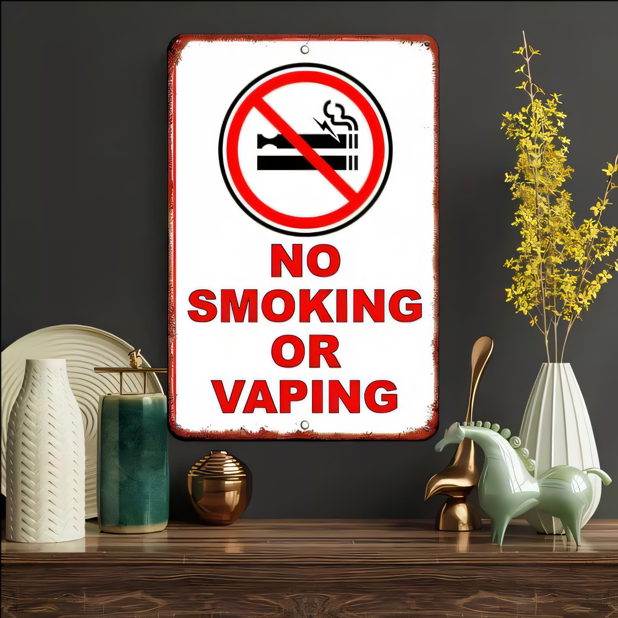Tin Sign No Smoking Or Vaping  - Vaping Area 评论和价格